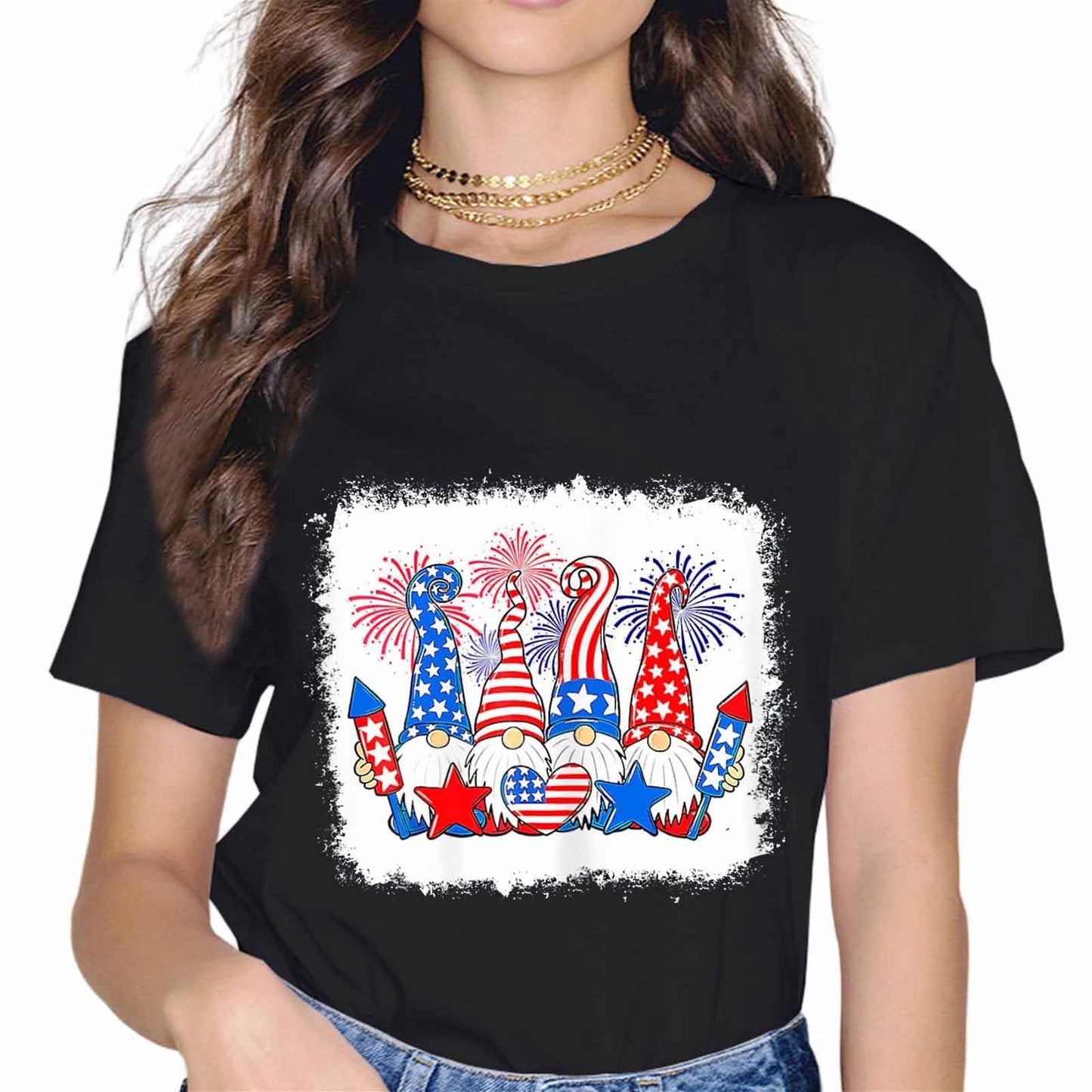 4th of July American Gnomes Celebrating Independence Day T-Shirt