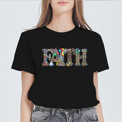 Faith T-Shirt Ethnic Graphics Personalized Lady Round Neck Short Sleeve Top