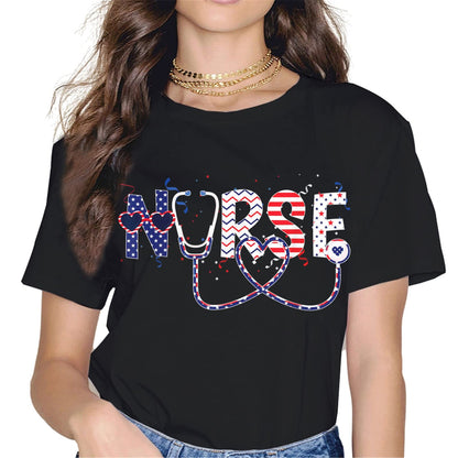 Nurse Pride Patriotic T-Shirt - American Flag Graphics