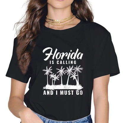 Summer Florida Vacation Short Sleeve Casual Round Neck Tee Shirt