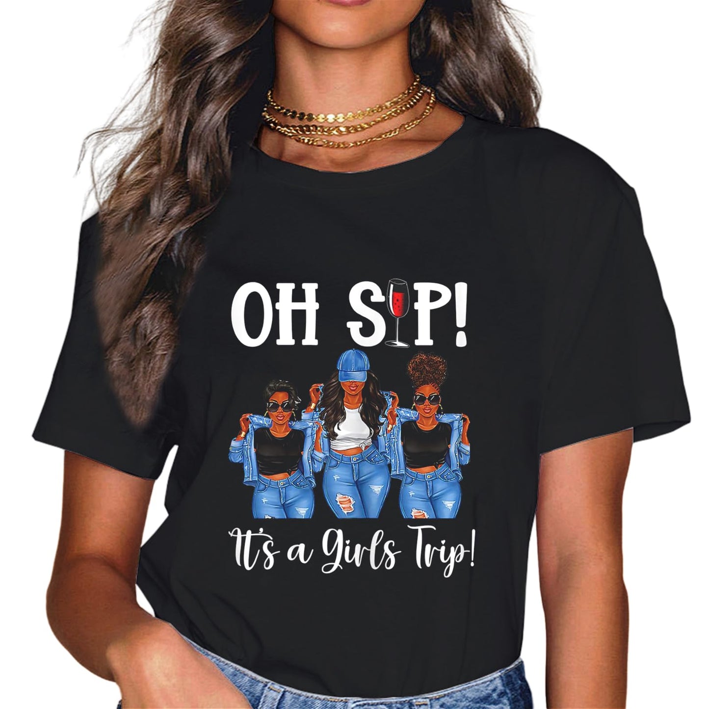 Girls Trip 2023 for Black Melanin Party Women on Vacation T-Shirt