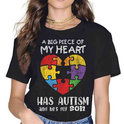 Autism Awareness Women Tops T-Shirt in The World You Can Be Anything Be Kind Graphics Shirt Casual Crew Neck Shirts Gift Tee