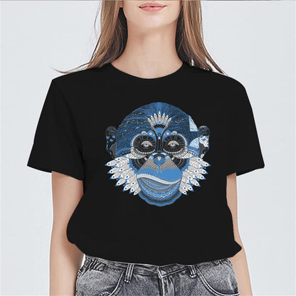 Evil Monkey Face Print Women's Summer Casual T-Shirt