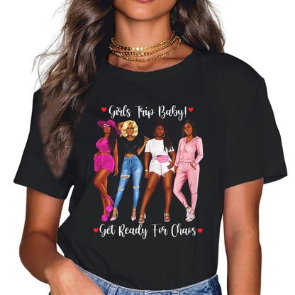 Girls Trip 2023 for Black Melanin Party Women on Vacation T-Shirt