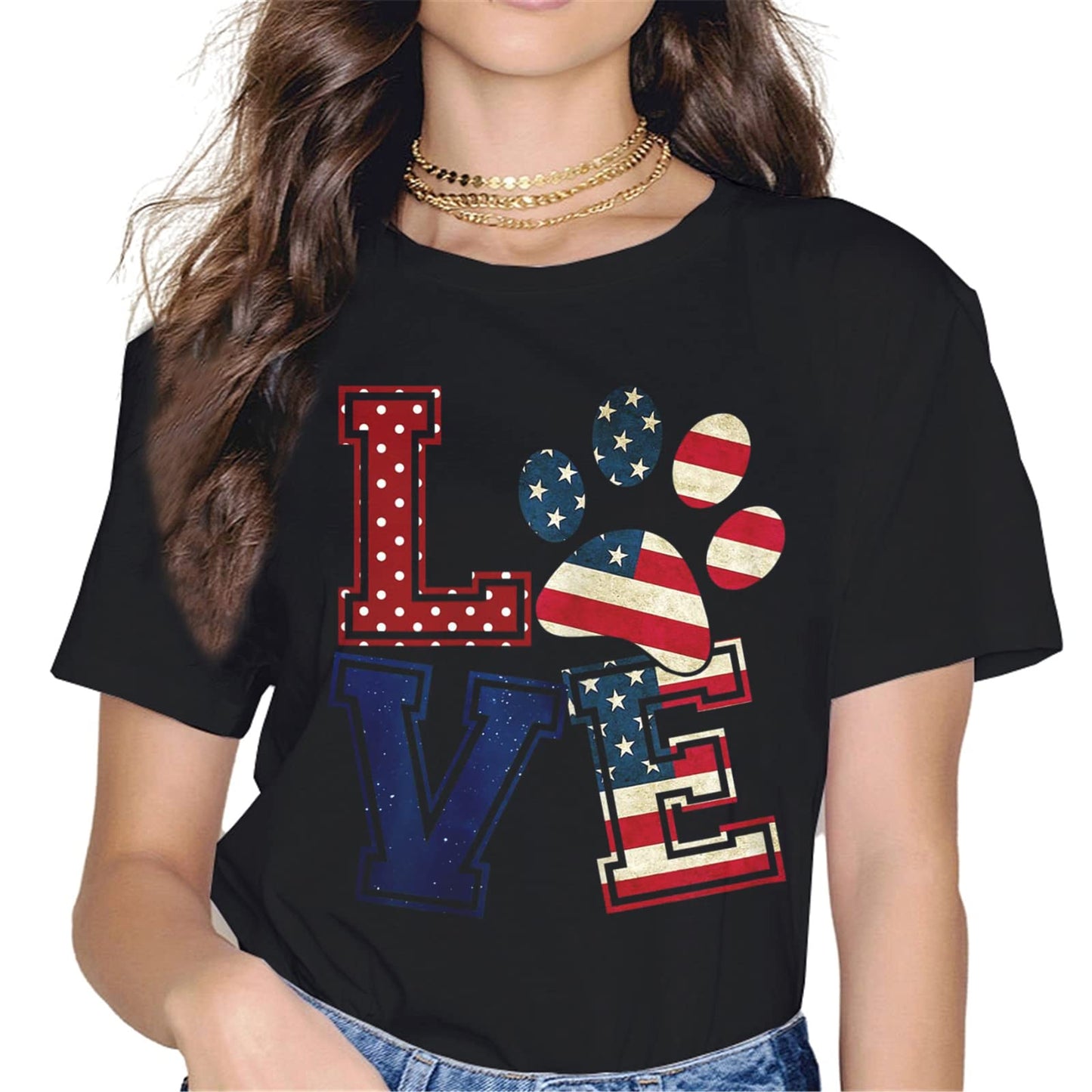 Dog Paw American Flag T-Shirt - Patriotic Graphics