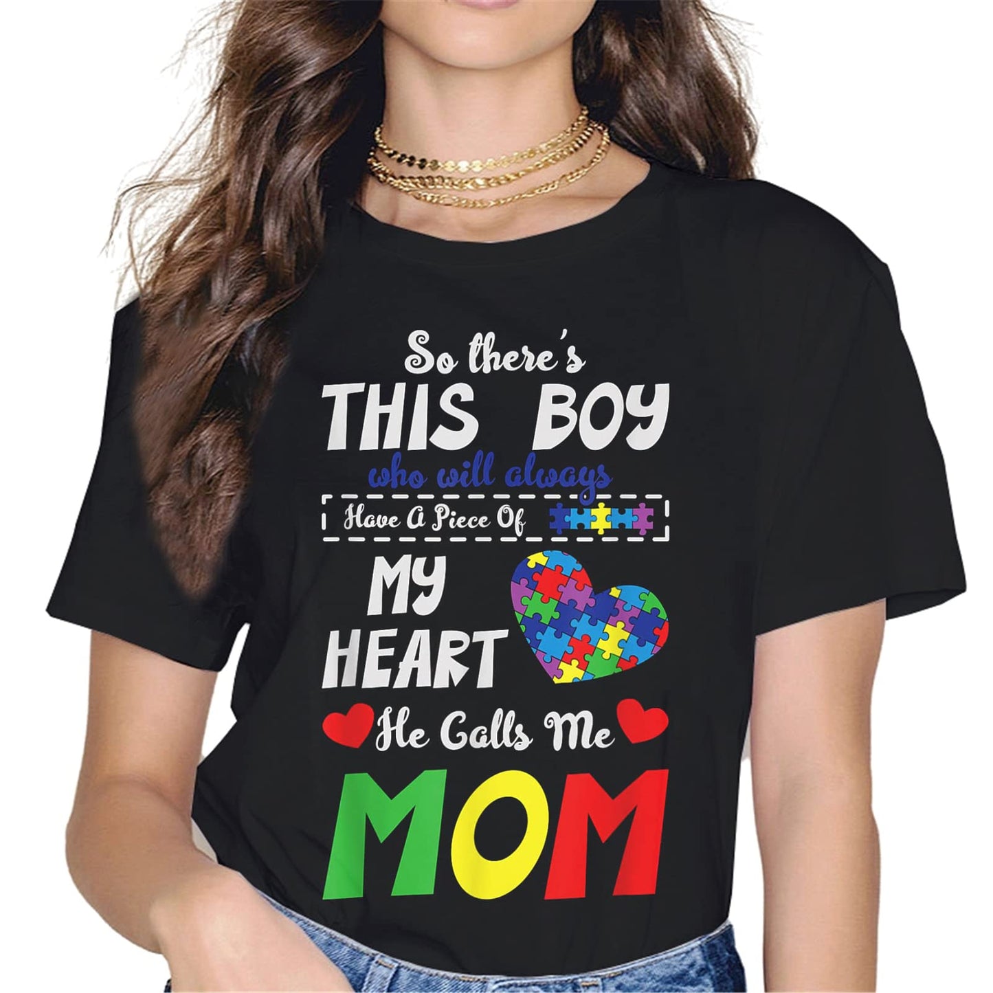 Autism Awareness Women Tops T-Shirt in The World You Can Be Anything Be Kind Graphics Shirt Casual Crew Neck Shirts Gift Tee