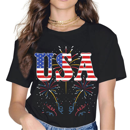 American Flag Fireworks T-Shirt - 4th of July Graphics