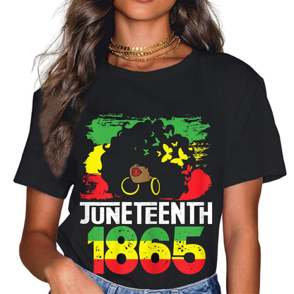 Sassalilly Retro Juneteenth Day 1865 Afro Melanin Black Women T-Shirt