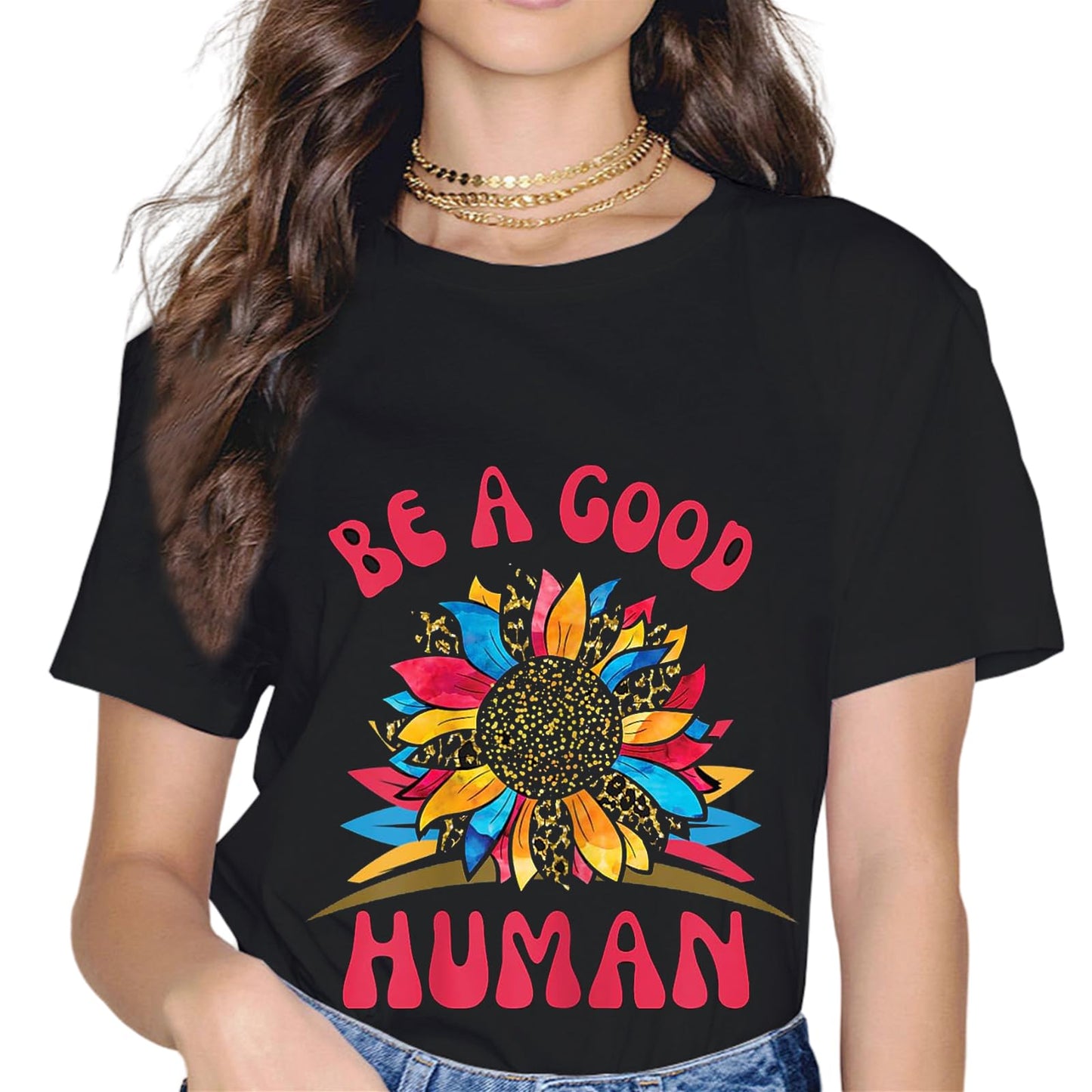 Sassalilly Retro Be A Good Human Saying Kindness Quote Positive Message T-Shirt