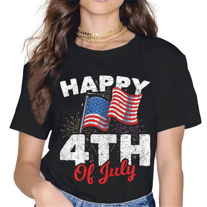 American Flag Party Tee - Happy 4th of July Women's Tops