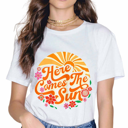 Here Comes The Sun Vintage Retro Summer Beach Gift T-Shirt