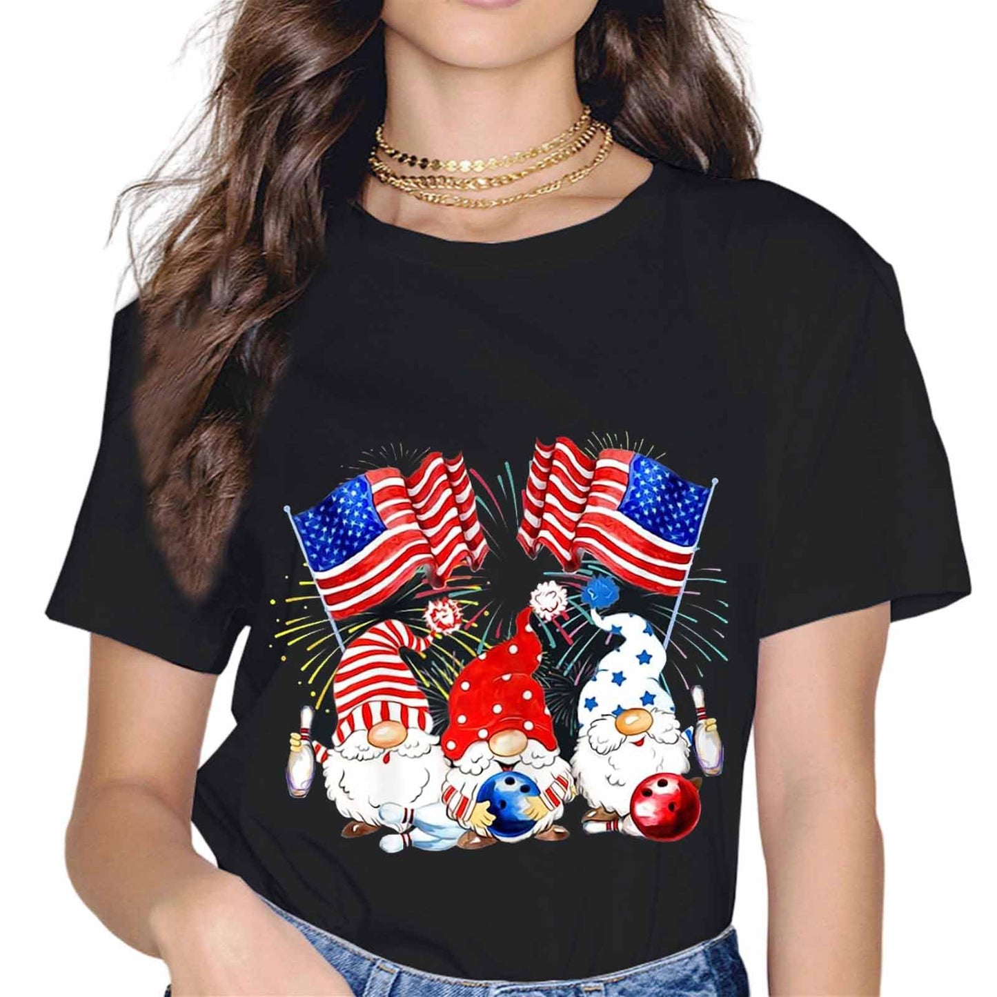 4th of July American Gnomes Celebrating Independence Day T-Shirt