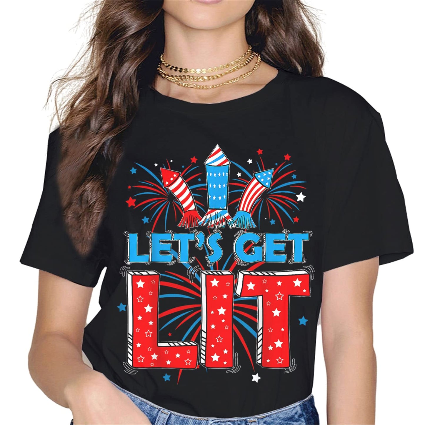 Just Here to Bang 4th of July Firework T-Shirt - Patriotic Graphics