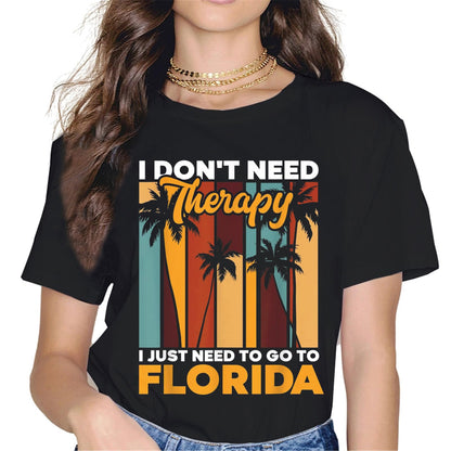Women Tops Florida The Sunshine State Vintage Retro Vacation Gift T-Shirt Gift Graphics Crew Neck Casual Shirts Tee