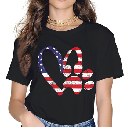 Dog Paw American Flag T-Shirt - Patriotic Graphics