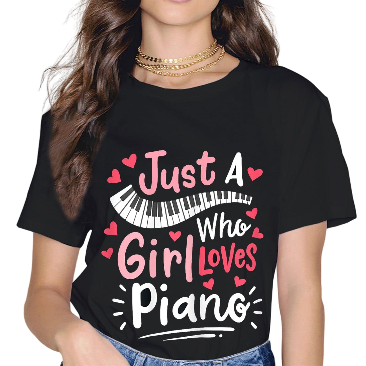 Sassalilly Piano Girl Women Gift Piano T-Shirt