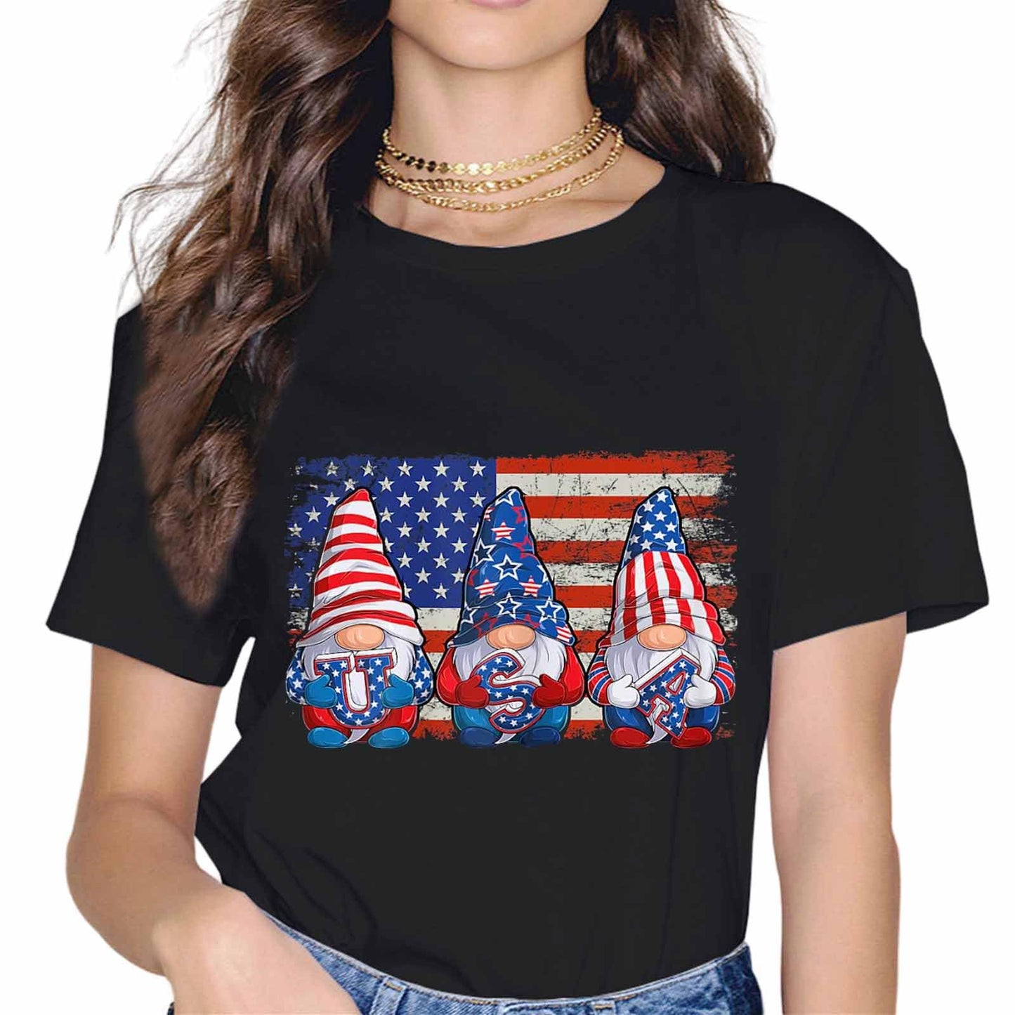 4th of July American Gnomes Celebrating Independence Day T-Shirt