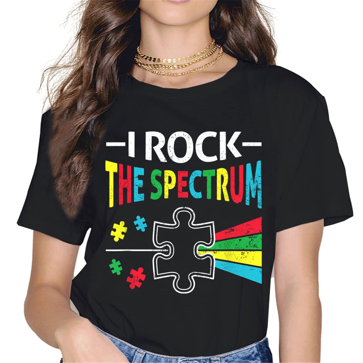 Live Love Accept Autism Awareness Women Tops T-Shirt Heartbeat Graphics Shirt Casual Short Sleeve Crew Neck Shirts Gift Tee