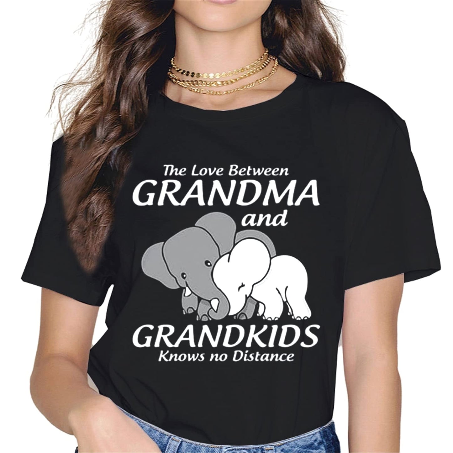 Grandma and Granddaughter Best Friends T-Shirt Women Tops Graphics Casual Short Sleeve Crew Neck Shirts Gift Tee