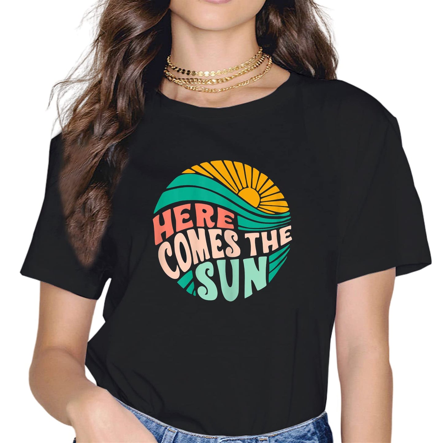 Here Comes The Sun Vintage Retro Beach Summer Vacation T-Shirt