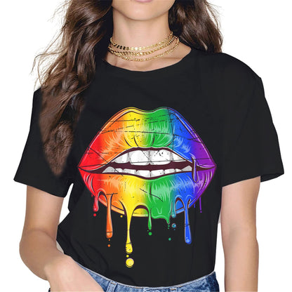 Women LGBTQ Gay & Lesbian Pride Rainbows Flag Tops T-Shirt Pride Month Shirt Casual Short Sleeve Crew Neck Shirts Gift Tee