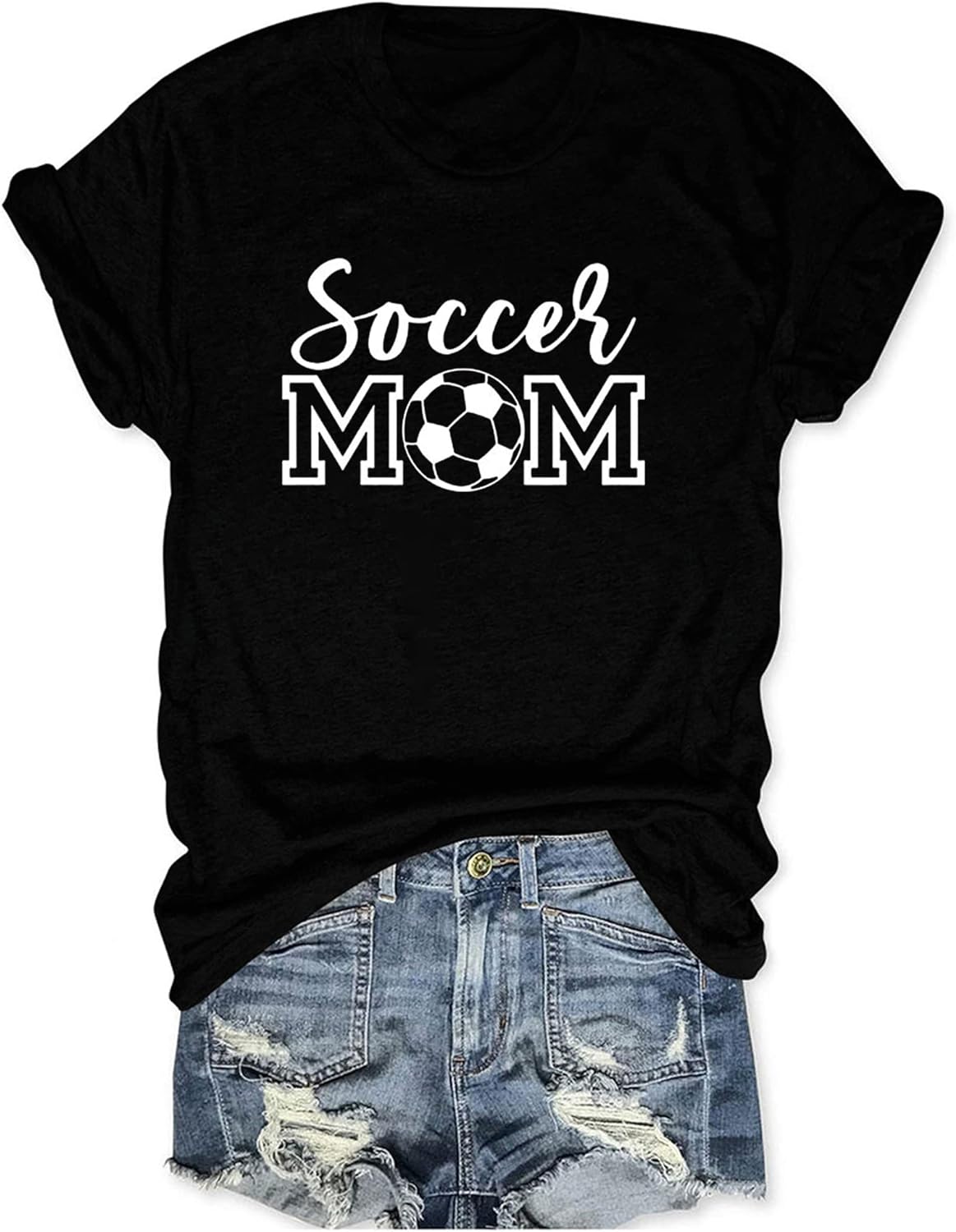 Womens Soccer Mom Shirt Short Sleeve Crewneck Soccer Printed Casual Cute Graphic Tee Tops