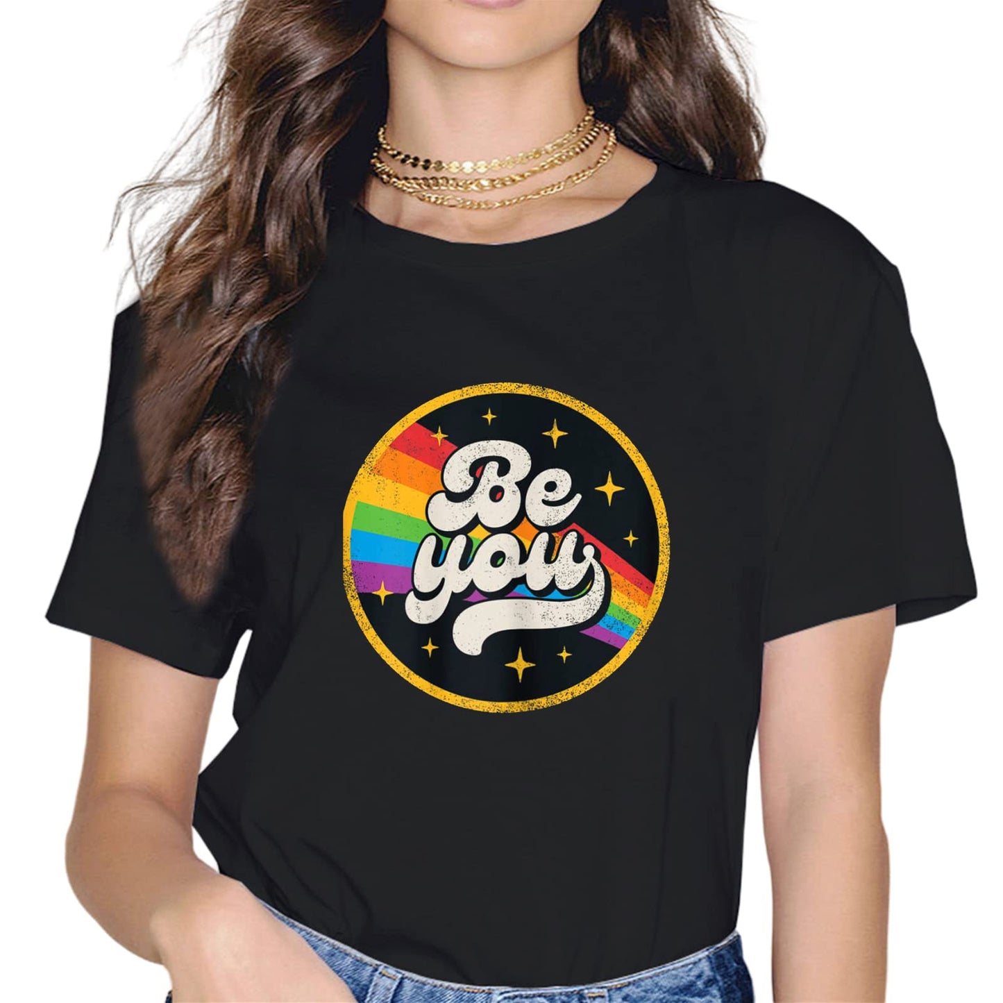 Women Pride Rainbow Flag Pride Month LGBTQ Ally LGBT Fashion Casual Tees