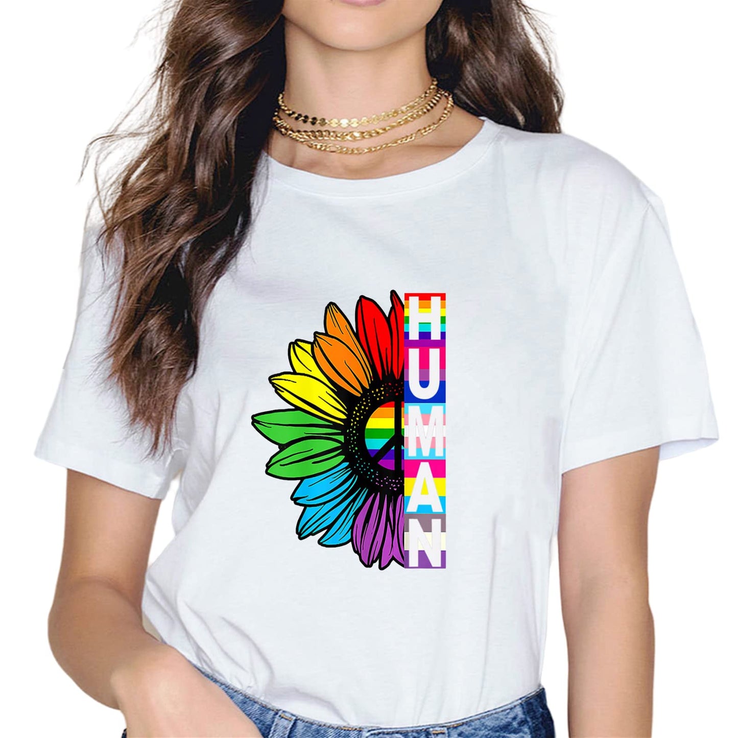 Rainbow Flag Human Rights LGBTQ+ Pride Month Gift T-Shirt