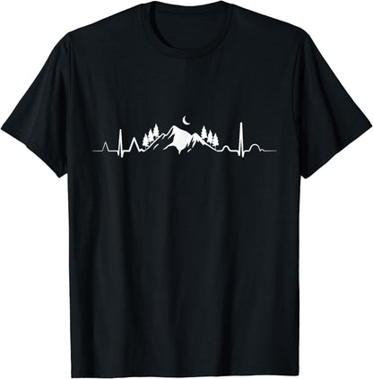 Hiking Mountains Heartbeat Adventures Climbing Hiker T-Shirt