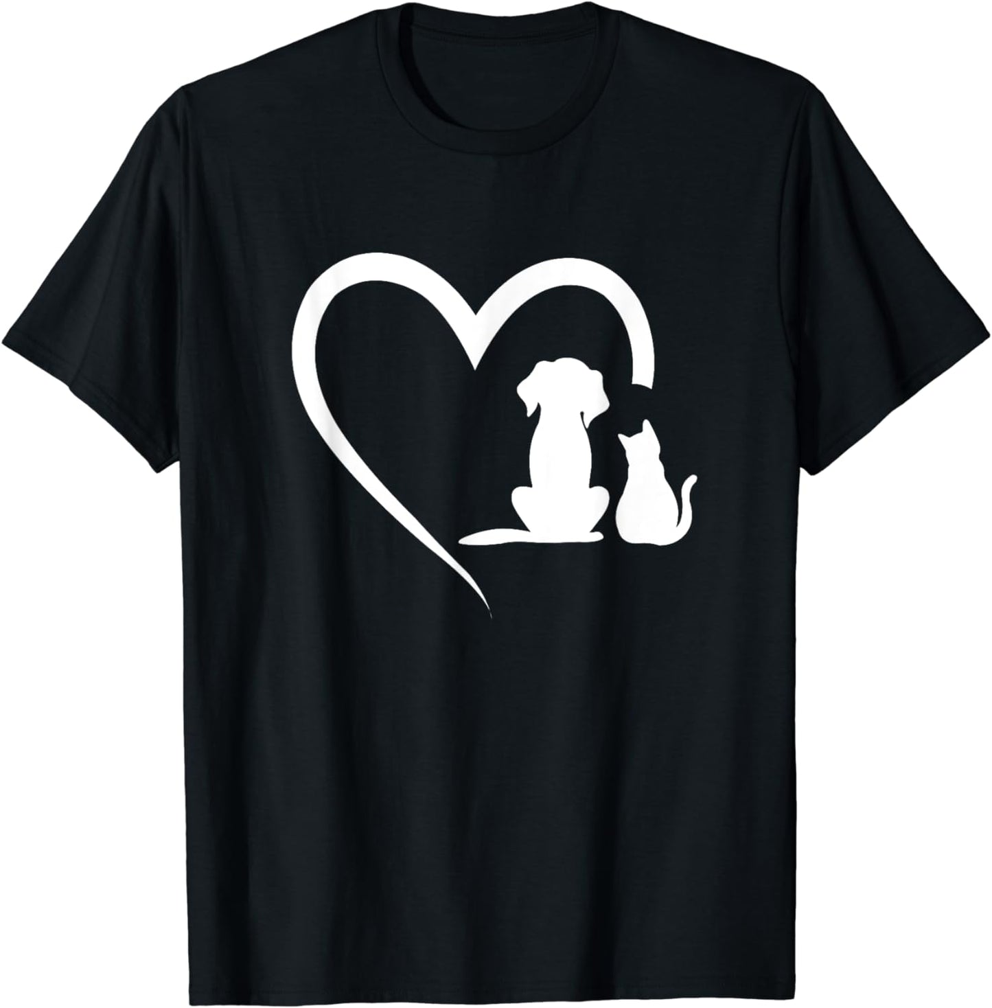 Dog Puppy and Baby Cat Heart - Animal Dog & Cat Heart T-Shirt