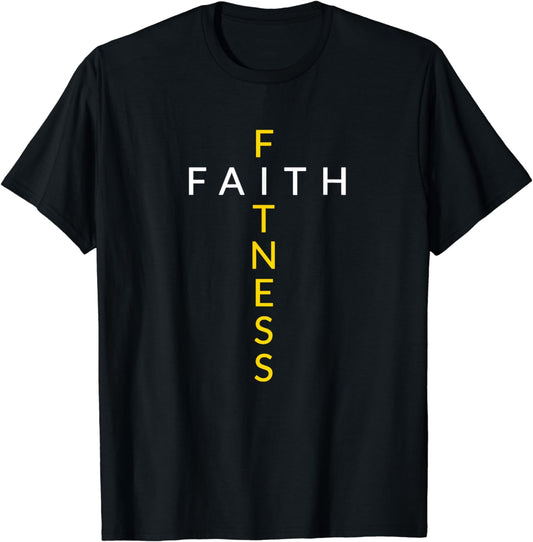 Faith Fitness Cross, Christian Workout, Modern Gym T-Shirt