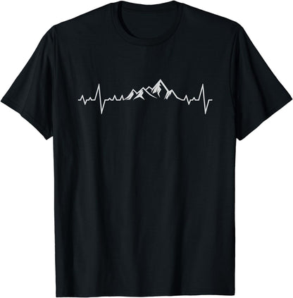 Heartbeat Mountains Cool Hiking Camping Camper Outdoors T-Shirt