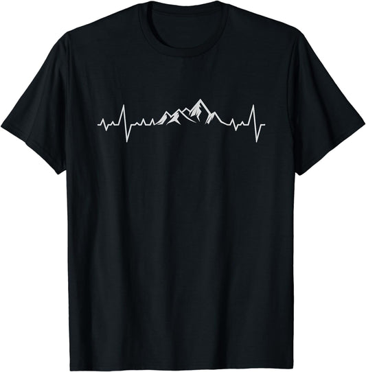 Heartbeat Mountains Cool Hiking Camping Camper Outdoors T-Shirt
