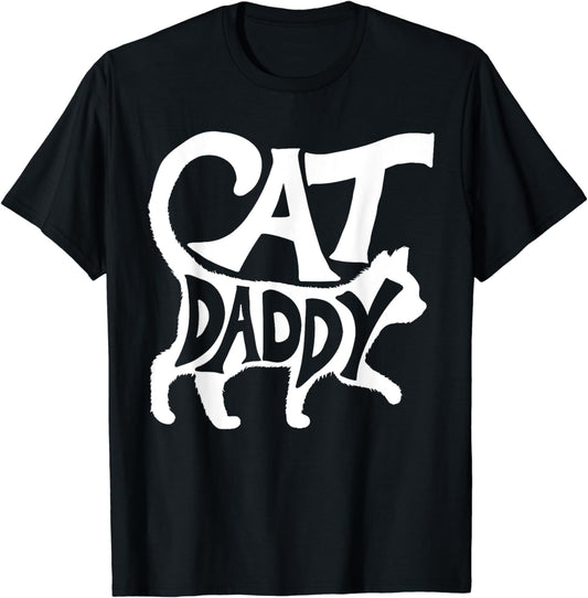 Cat Daddy Funny Cat Dad Simple Minimalist Lettering T-Shirt