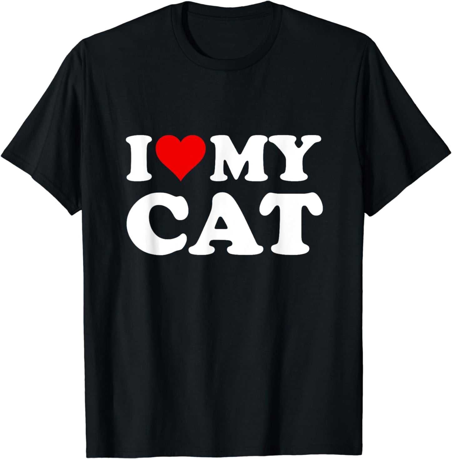 Red Heart I Love My Cat T-Shirt