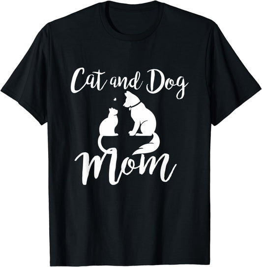 Pets Animals Cats and Dogs T-Shirt Cat Mom AF Dog Dad Puppy