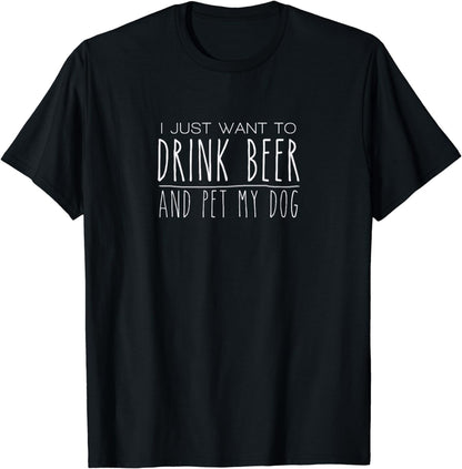 Pet My Dog Tshirt for Dog and Beer Lover T-Shirt