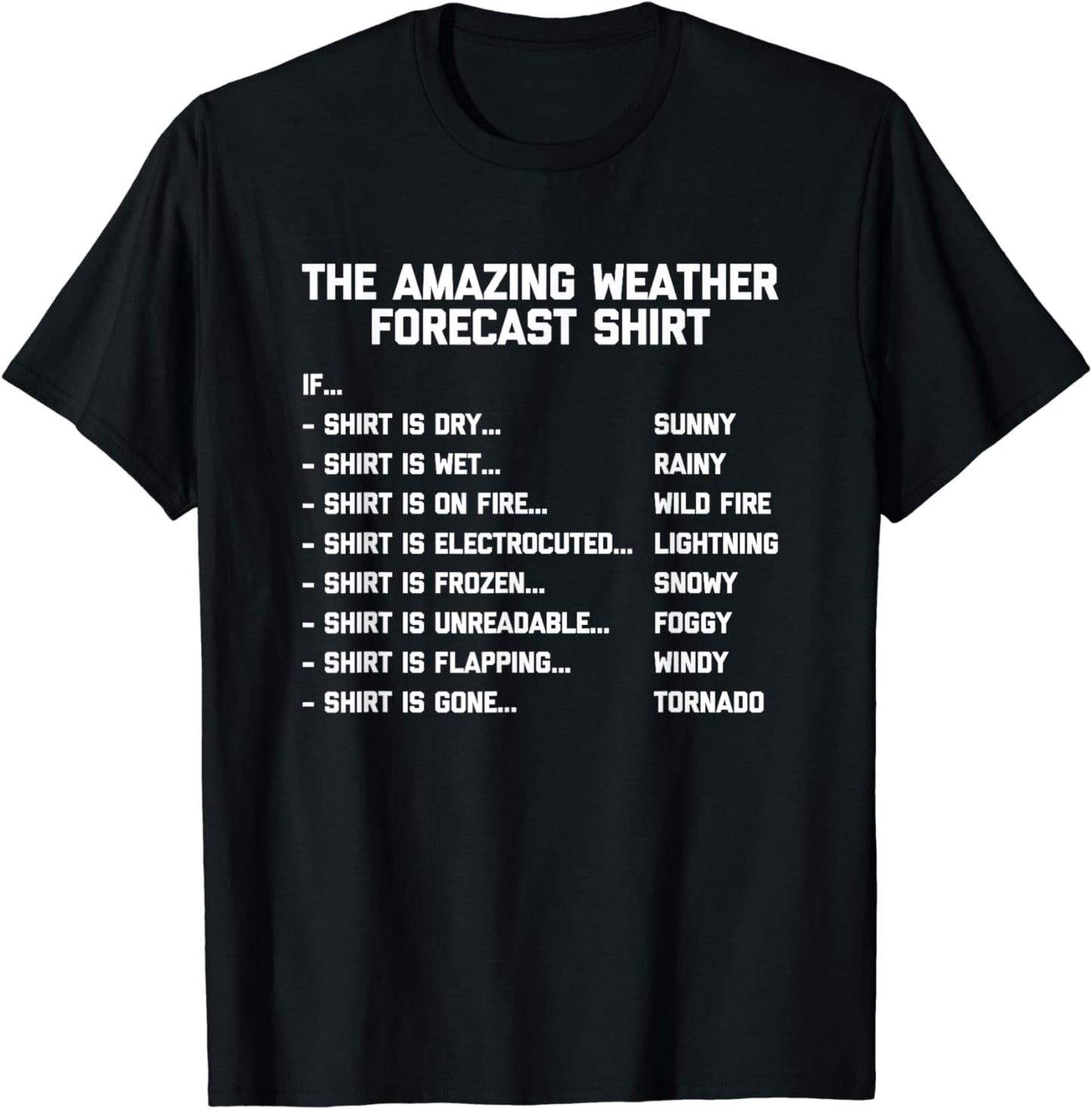 The Amazing Weather Forecast T-Shirt funny saying Weatherman T-Shirt