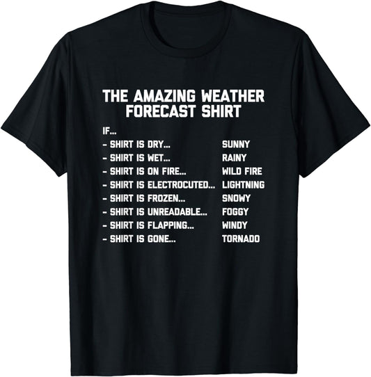The Amazing Weather Forecast T-Shirt funny saying Weatherman T-Shirt