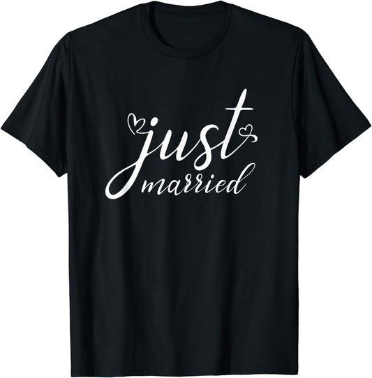 Just Married Wedding Gift Couples Beach Vacation Honeymoon T-Shirt