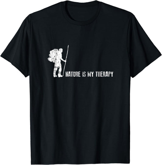 Funny Hiking Shirt, Nature Is My Therapy Hiker Gift T-Shirt