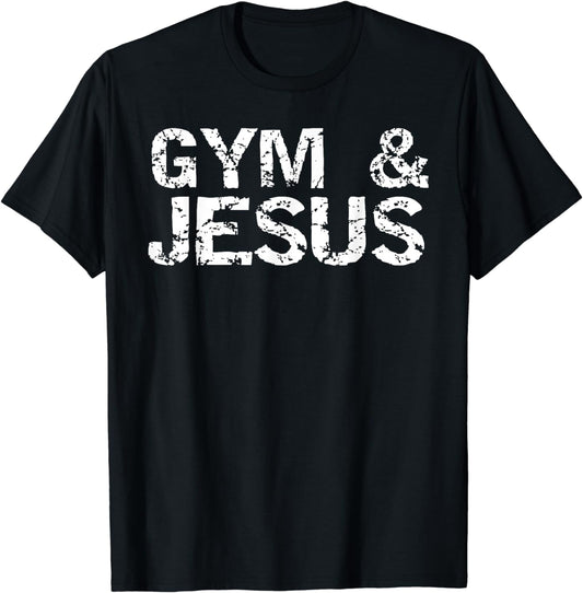 Gym & Jesus Shirt for Men Christian Workout Fitness T-Shirt