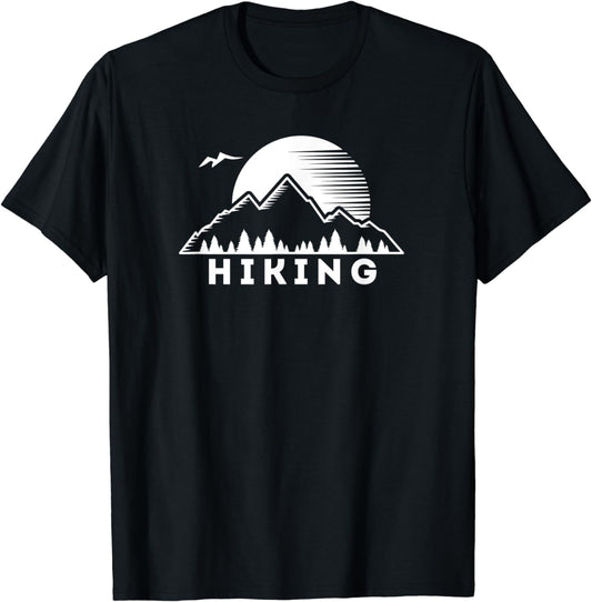 Explore Nature Hiking Landscape Sun Mountains Trees Bird T-Shirt