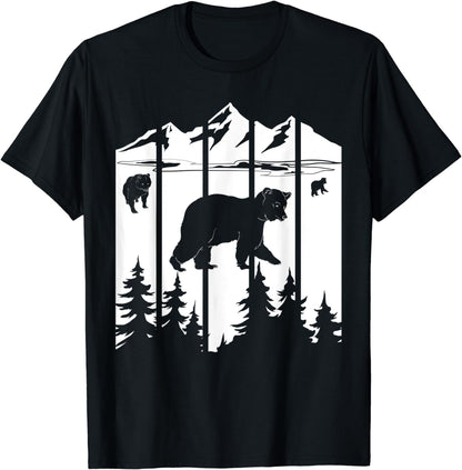 Mountains Wildlife Animal Lover Forest Nature Brown Bear T-Shirt