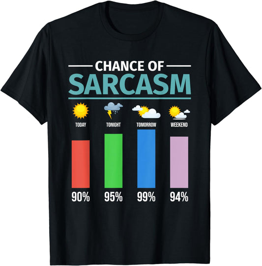 Funny Sarcastic Humor Chance Of Sarcasm Weather Men Women T-Shirt