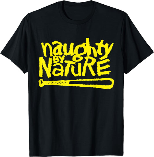 Naughty By Nature ¨C Yellow Logo Black T-Shirt