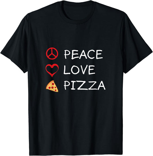 Peace Love Pizza Hippie Italian Foodie Funny Humor T-Shirt