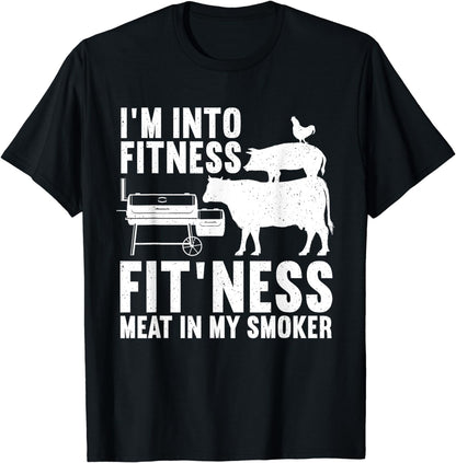 Funny BBQ Meat Smoking Art For Men Women Barbeque Griller T-Shirt