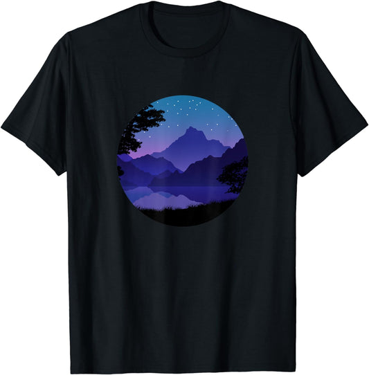 Mountain Silhouette Forest Lake Reflection T-Shirt