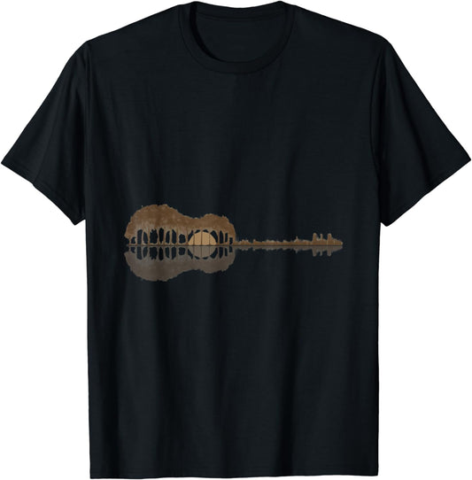 Nature Guitar Forest Lake Reflection Hiking T Shirt T-Shirt